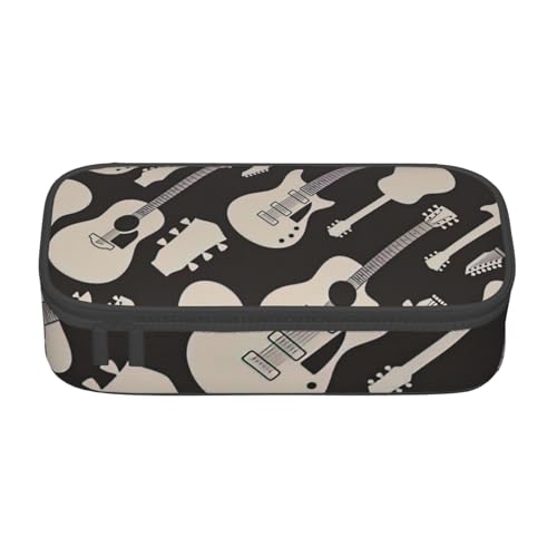 HVTTIOR Federmäppchen mit Gitarrenmuster, großes Fassungsvermögen, 21,6 x 5,1 x 9,4 cm, funktionale Tasche für Damen von HVTTIOR