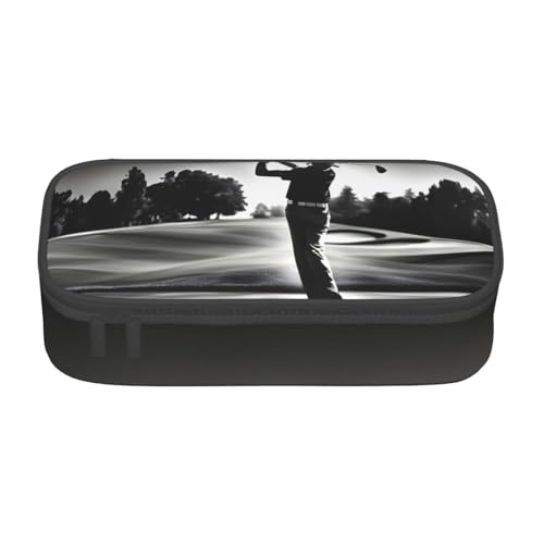 HVTTIOR Federmäppchen mit Golfaufdruck, großes Fassungsvermögen, 21,6 x 5,1 x 9,4 cm, funktionale Tasche für Damen, Schwarz und Weiß von HVTTIOR