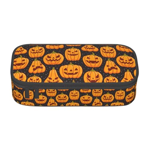 HVTTIOR Federmäppchen mit Halloween-Kürbis-Muster, großes Fassungsvermögen, 21,6 x 5,1 x 9,4 cm, funktionale Tasche für Damen von HVTTIOR