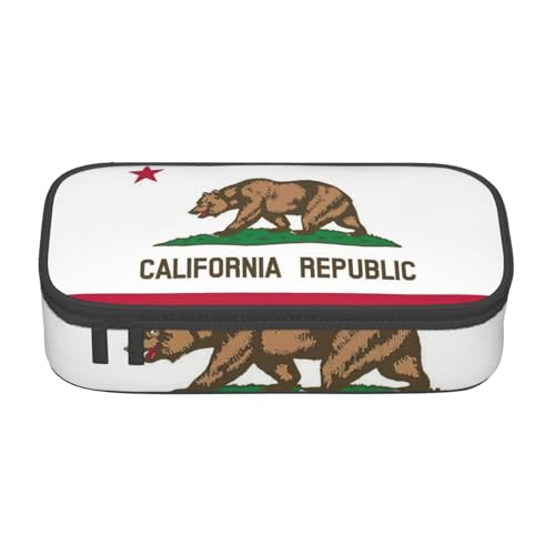 HVTTIOR Federmäppchen mit Kalifornien-Flagge, großes Fassungsvermögen, 21,6 x 5,1 x 9,4 cm, funktionale Tasche für Damen von HVTTIOR
