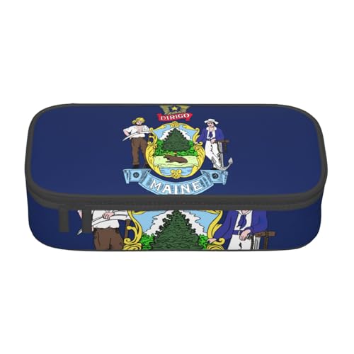 HVTTIOR Federmäppchen mit Maine State Flagge, großes Fassungsvermögen, 21,6 x 5,1 x 9,4 cm, funktionale Tasche für Damen von HVTTIOR