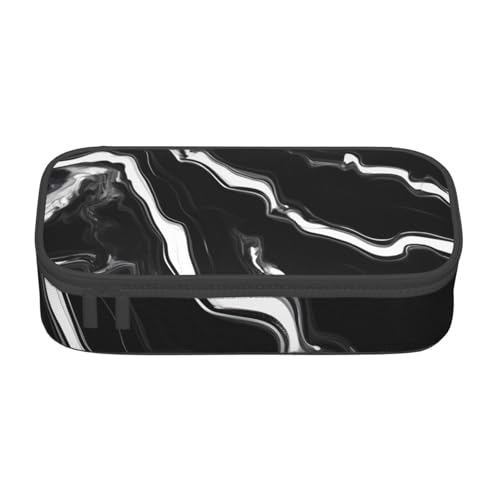 HVTTIOR Federmäppchen mit Marmor-Aufdruck, großes Fassungsvermögen, 21,6 x 5,1 x 9,4 cm, funktionale Tasche für Damen von HVTTIOR