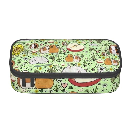 HVTTIOR Federmäppchen mit Meerschweinchen-Aufdruck, großes Fassungsvermögen, 21,6 x 5,1 x 9,4 cm, funktionale Tasche für Damen von HVTTIOR