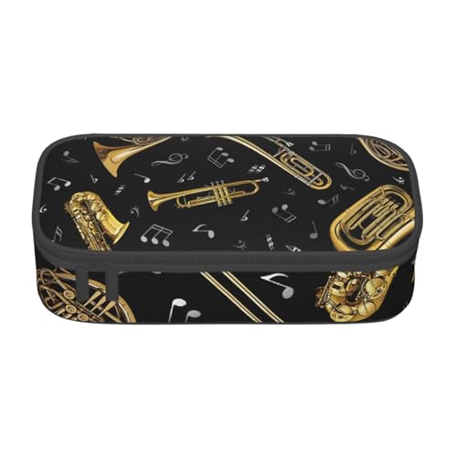 HVTTIOR Federmäppchen mit Musikinstrumenten, großes Fassungsvermögen, 21,6 x 5,1 x 9,4 cm, funktionale Tasche für Damen von HVTTIOR