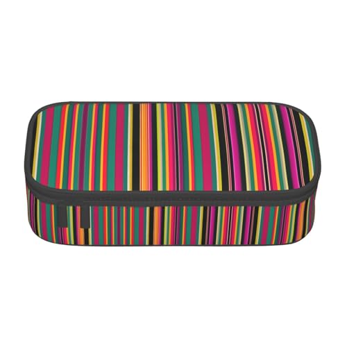 HVTTIOR Federmäppchen mit Regenbogenfarben-Streifendruck, großes Fassungsvermögen, 21,6 x 5,1 x 9,4 cm, funktionale Tasche für Damen von HVTTIOR