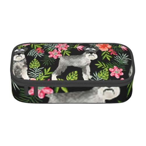 HVTTIOR Federmäppchen mit Schnauzer-Aufdruck, großes Fassungsvermögen, 21,6 x 5,1 x 9,4 cm, Funktionstasche für Damen von HVTTIOR