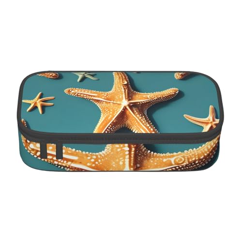 HVTTIOR Federmäppchen mit Strand-Seestern-Druck, großes Fassungsvermögen, 21,6 x 5,1 x 9,4 cm, funktionale Tasche für Damen von HVTTIOR
