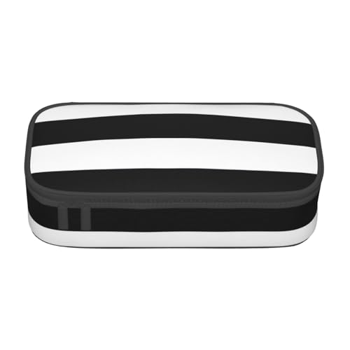 HVTTIOR Federmäppchen mit Streifen, Schwarz / Weiß, großes Fassungsvermögen, 21,6 x 5,1 x 9,4 cm, funktionale Tasche für Damen von HVTTIOR
