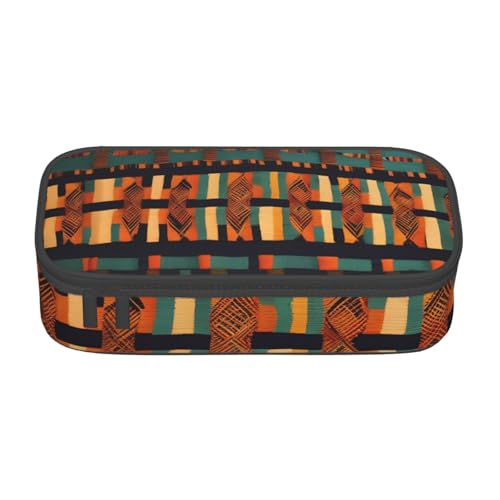 HVTTIOR Federmäppchen mit afrikanischem klassischem Webdruck, großes Fassungsvermögen, 21,6 x 5,1 x 9,4 cm, funktionale Tasche für Damen von HVTTIOR