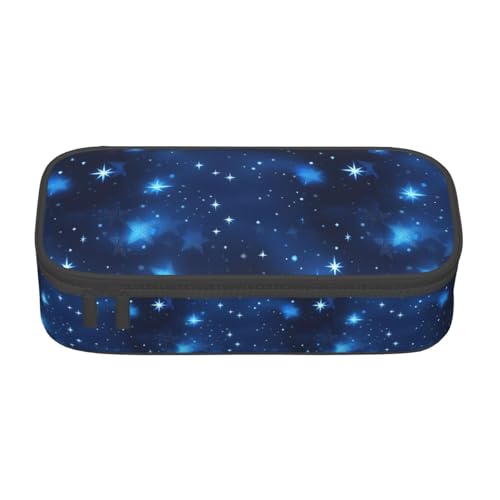 HVTTIOR Federmäppchen mit blauem Sternenmuster, großes Fassungsvermögen, 21,6 x 5,1 x 9,4 cm, funktionale Tasche für Damen von HVTTIOR