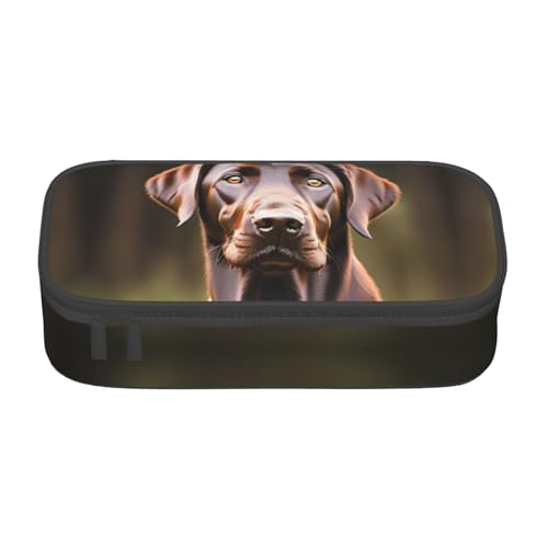 HVTTIOR Federmäppchen mit braunem Labrador-Retriever-Druck, großes Fassungsvermögen, 21,6 x 5,1 x 9,4 cm, funktionale Tasche für Damen von HVTTIOR