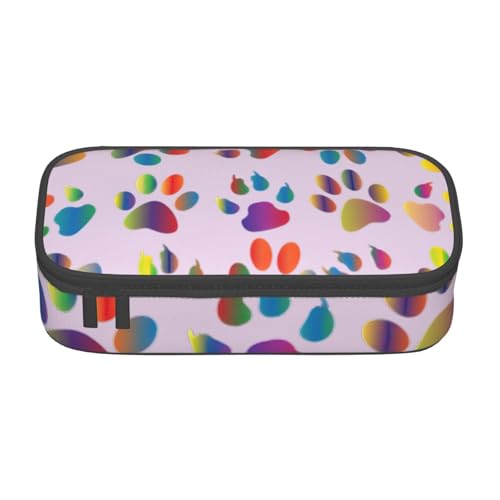 HVTTIOR Federmäppchen mit buntem Hundepfotenabdruck, großes Fassungsvermögen, 21,6 x 5,1 x 9,4 cm, funktionale Tasche für Damen von HVTTIOR