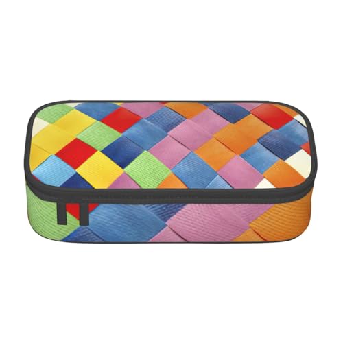 HVTTIOR Federmäppchen mit buntem Karomuster, großes Fassungsvermögen, 21,6 x 5,1 x 9,4 cm, funktionale Tasche für Damen von HVTTIOR