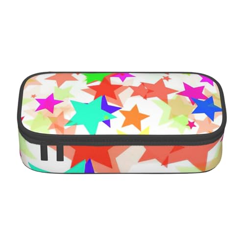 HVTTIOR Federmäppchen mit buntem Sternendruck, großes Fassungsvermögen, 21,6 x 5,1 x 9,4 cm, funktionale Tasche für Damen von HVTTIOR