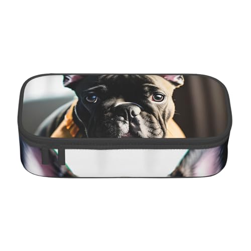 HVTTIOR Federmäppchen mit französischer Bulldogge, großes Fassungsvermögen, 21,6 x 5,1 x 9,4 cm, funktionale Tasche für Damen von HVTTIOR