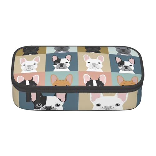 HVTTIOR Federmäppchen mit französischer Bulldogge, großes Fassungsvermögen, 21,6 x 5,1 x 9,4 cm, funktionale Tasche für Damen von HVTTIOR