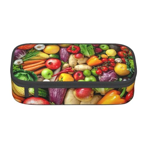 HVTTIOR Federmäppchen mit frischem Obst und Gemüse, großes Fassungsvermögen, 21,6 x 5,1 x 9,4 cm, funktionale Tasche für Damen von HVTTIOR