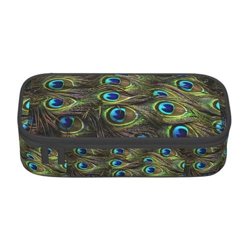 HVTTIOR Federmäppchen mit frischem Pfauen-Aufdruck, großes Fassungsvermögen, 21,6 x 5,1 x 9,4 cm, funktionale Tasche für Damen von HVTTIOR