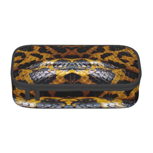 HVTTIOR Federmäppchen mit gelbem Schlangenmuster, großes Fassungsvermögen, 21,6 x 5,1 x 9,4 cm, funktionale Tasche für Damen von HVTTIOR
