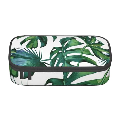 HVTTIOR Federmäppchen mit grünen Bananenblättern, großes Fassungsvermögen, 21,6 x 5,1 x 9,4 cm, funktionale Tasche für Damen von HVTTIOR