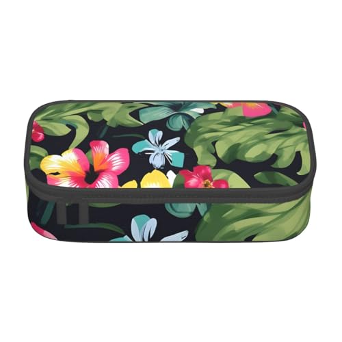 HVTTIOR Federmäppchen mit hawaiianischem Blumendruck, großes Fassungsvermögen, 21,6 x 5,1 x 9,4 cm, funktionale Tasche für Damen von HVTTIOR