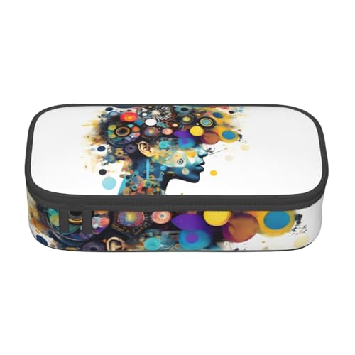 HVTTIOR Federmäppchen mit künstlicher Intelligenz, Gehirndruck, großes Fassungsvermögen, 21,6 x 5,1 x 9,4 cm, funktionale Tasche für Damen von HVTTIOR