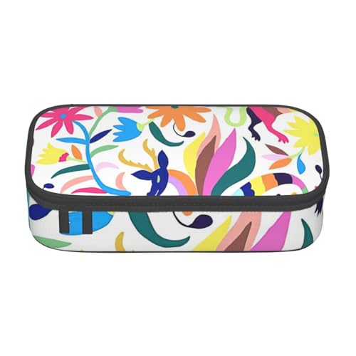 HVTTIOR Federmäppchen mit mexikanischem Otomi-Tierdruck, großes Fassungsvermögen, 21,6 x 5,1 x 9,4 cm, funktionale Tasche für Damen von HVTTIOR