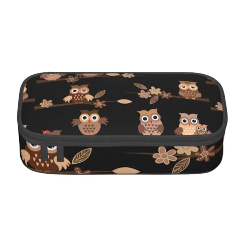 HVTTIOR Federmäppchen mit niedlichem Cartoon-Eulen-Druck, großes Fassungsvermögen, 21,6 x 5,1 x 9,4 cm, funktionale Tasche für Damen von HVTTIOR