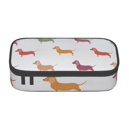 HVTTIOR Federmäppchen mit niedlichem Dackel-Aufdruck, großes Fassungsvermögen, 21,6 x 5,1 x 9,4 cm, funktionale Tasche für Damen von HVTTIOR