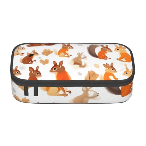 HVTTIOR Federmäppchen mit niedlichem Eichhörnchen-Aufdruck, großes Fassungsvermögen, 21,6 x 5,1 x 9,4 cm, funktionale Tasche für Damen von HVTTIOR
