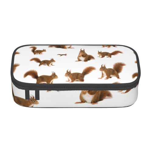 HVTTIOR Federmäppchen mit niedlichem Eichhörnchen-Druck, großes Fassungsvermögen, 21,6 x 5,1 x 9,4 cm, funktionale Tasche für Damen von HVTTIOR