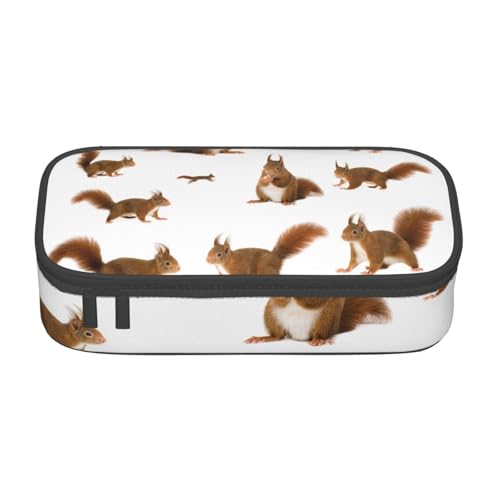 HVTTIOR Federmäppchen mit niedlichem Eichhörnchen-Druck, großes Fassungsvermögen, 21,6 x 5,1 x 9,4 cm, funktionale Tasche für Damen von HVTTIOR