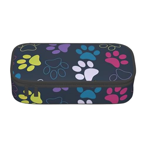 HVTTIOR Federmäppchen mit niedlichem Hundepfotenabdruck, großes Fassungsvermögen, 21,6 x 5,1 x 9,4 cm, funktionale Tasche für Damen von HVTTIOR