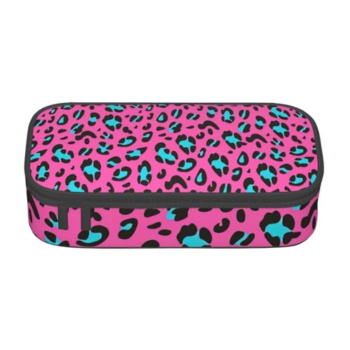 HVTTIOR Federmäppchen mit niedlichem Leopardenmuster, großes Fassungsvermögen, 21,6 x 5,1 x 9,4 cm, funktionale Tasche für Damen von HVTTIOR
