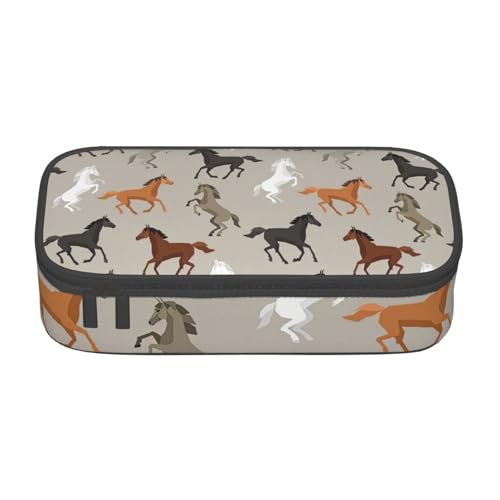 HVTTIOR Federmäppchen mit niedlichem Pferdeaufdruck, großes Fassungsvermögen, 21,6 x 5,1 x 9,4 cm, funktionale Tasche für Damen von HVTTIOR