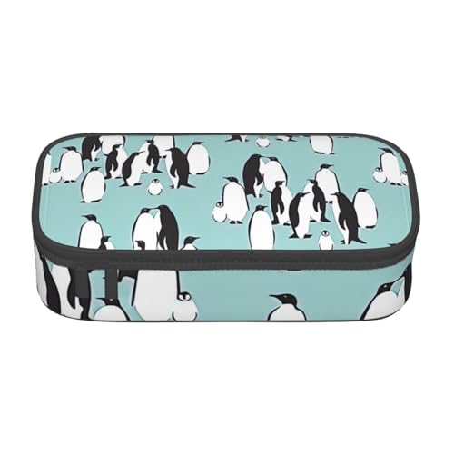 HVTTIOR Federmäppchen mit niedlichem Pinguin-Druck, großes Fassungsvermögen, 21,6 x 5,1 x 9,4 cm, funktionale Tasche für Damen von HVTTIOR