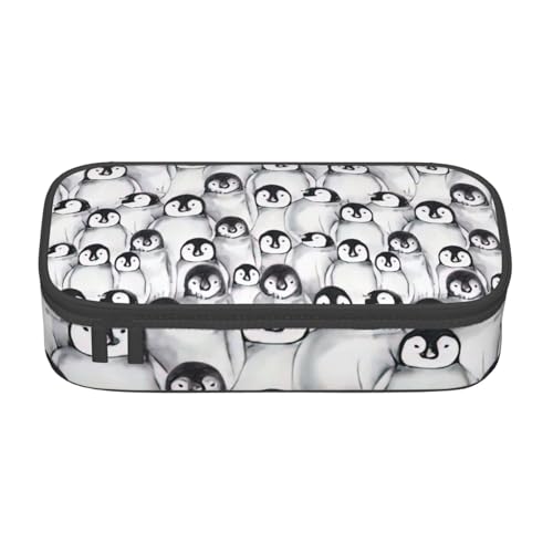 HVTTIOR Federmäppchen mit niedlichem Pinguin-Skizzendruck, großes Fassungsvermögen, 21,6 x 5,1 x 9,4 cm, funktionale Tasche für Damen von HVTTIOR