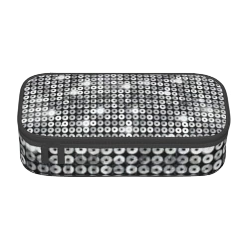 HVTTIOR Federmäppchen mit silbernem Paillettenmuster, großes Fassungsvermögen, 21,6 x 5,1 x 9,4 cm, funktionale Tasche für Damen von HVTTIOR