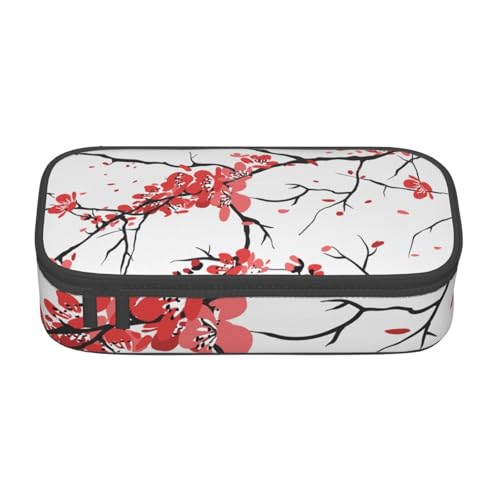 HVTTIOR Federmäppchen mit zartem Kirschblüten-Druck, großes Fassungsvermögen, 21,6 x 5,1 x 9,4 cm, funktionale Tasche für Damen von HVTTIOR