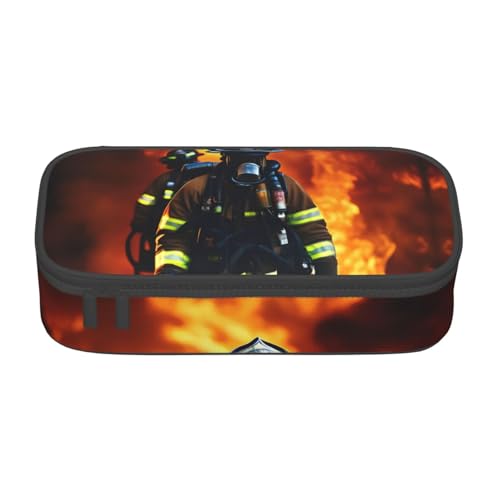 HVTTIOR Feuerwehrmann Feuerwehrmann Flamme Print Essential Große Kapazität Federmäppchen 8,3 x 2 x 3,7 Zoll Funktionstasche für Damen von HVTTIOR