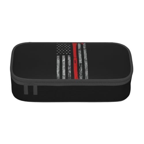 HVTTIOR Firefighter Axe Red Line Flag Print Essential Large Capacity Pencil Case 8.3 x 2 x 3.7 Inches Functional Bag for Women von HVTTIOR