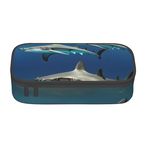 HVTTIOR Hammerhead Sharks Print Essential Große Kapazität Federmäppchen 21,6 x 5,1 x 9,4 cm Funktionstasche für Damen von HVTTIOR