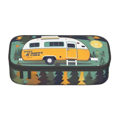 HVTTIOR Happy Bus Camper Print Essential Große Kapazität Federmäppchen 8,3 x 2 x 3,7 Zoll Funktionstasche für Damen von HVTTIOR