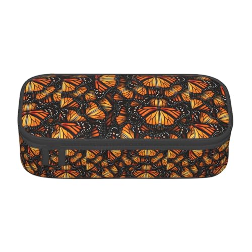HVTTIOR Heaps of Orange Monarch Butterflies Print Essential Large Capacity Pencil Case 8.3 x 2 x 3.7 Inches Functional Bag for Women von HVTTIOR