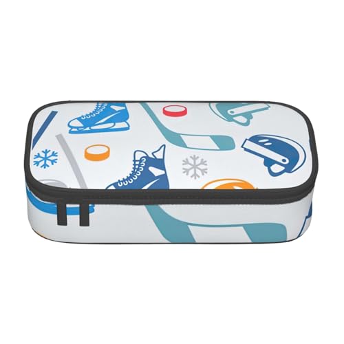 HVTTIOR Hockey Elements Kreativer gemusterter Druck Essential Große Kapazität Federmäppchen 21,6 x 5,1 x 9,4 cm Funktionstasche für Damen von HVTTIOR