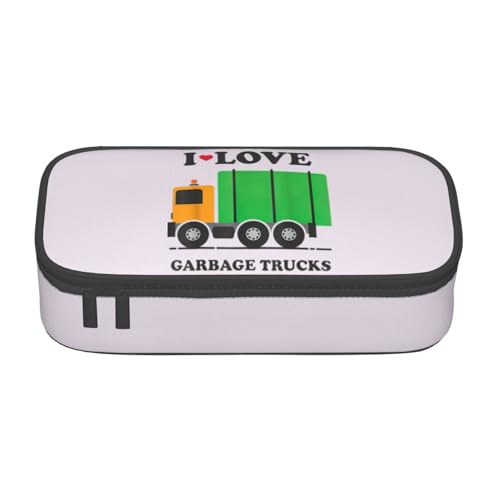 HVTTIOR I Love Garbage Trucks Print Essential Große Kapazität Federmäppchen 21,6 x 5,1 x 9,4 cm Funktionstasche für Damen von HVTTIOR