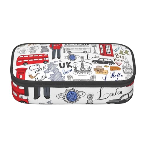 HVTTIOR I Love London Print Essential Federmäppchen mit großem Fassungsvermögen, 21,6 x 5,1 x 9,4 cm, funktionale Tasche für Damen von HVTTIOR