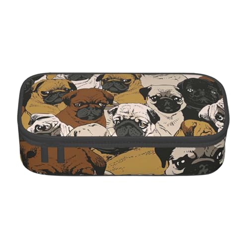 HVTTIOR Imagen De Pug Print Essential Große Kapazität Federmäppchen 8,3 x 2 x 3,7 Zoll Funktionstasche für Damen von HVTTIOR
