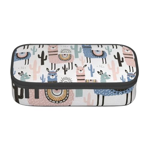 HVTTIOR Lama Alpaka Kaktus Print Essential Große Kapazität Federmäppchen 8,3 x 2 x 3,7 Zoll Funktionstasche für Damen von HVTTIOR