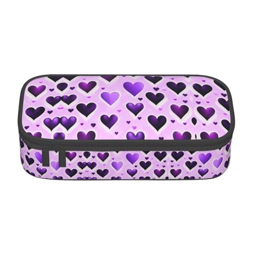 HVTTIOR Modisches Federmäppchen mit Herz-Aufdruck, großes Fassungsvermögen, 21,6 x 5,1 x 9,4 cm, funktionale Tasche für Damen von HVTTIOR